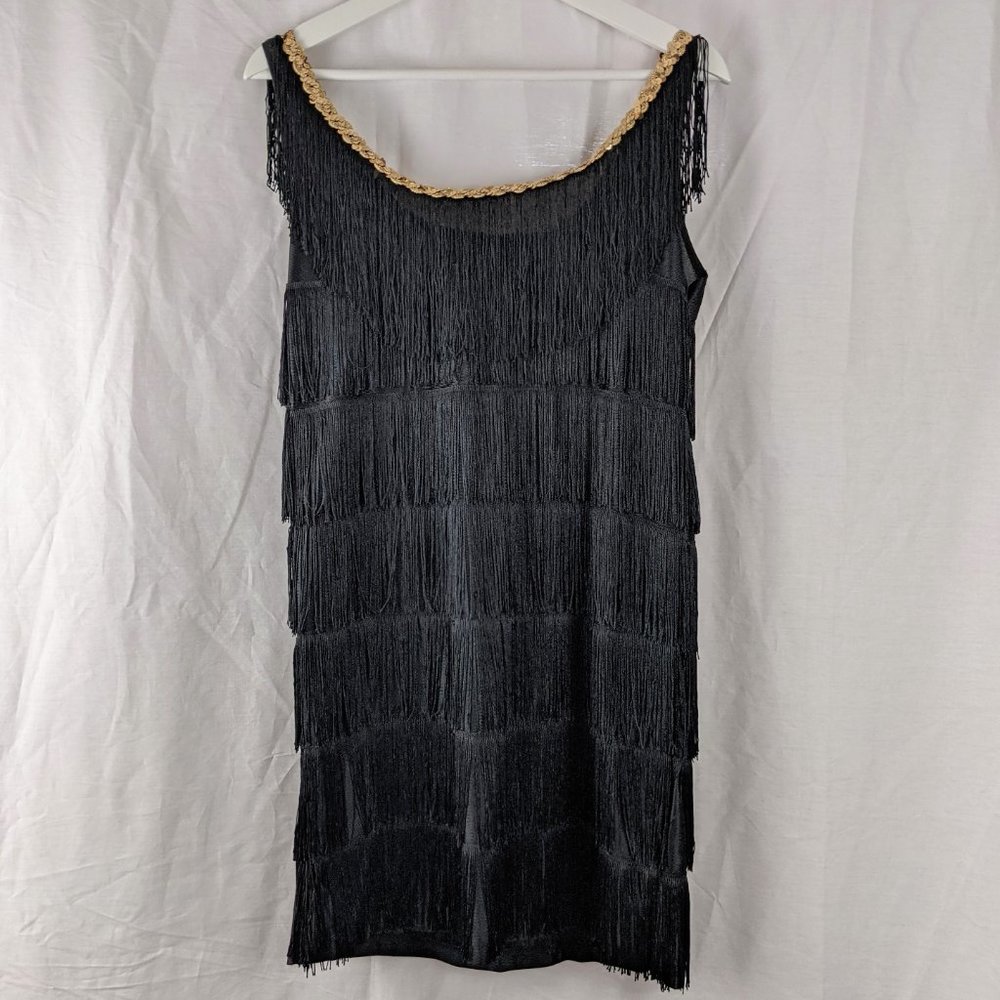 3 for $20 Black and Gold Sequin Fringe Flapper Dress/Costume SZ S/M